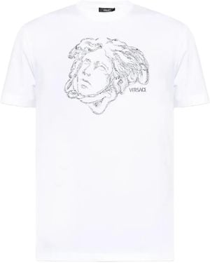 Versace T-Shirt With Shimmering Sequins - White