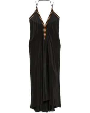 VOLANTIS V-Neck Midi Dress - Black