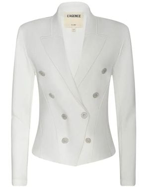 L'Agence Emerson Ponte Double-Breasted Blazer - White