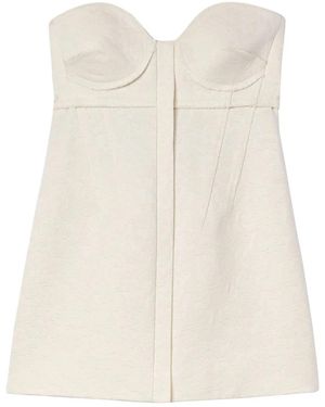 Proenza Schouler Patterned-Jacquard Bustier Top - Natural