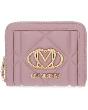 Love Moschino Quilted Logo-Plaque Wallet - Pink