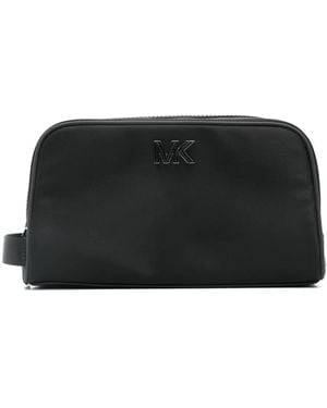 Michael Kors Kulturbeutel Mit Logo-Schild - Schwarz