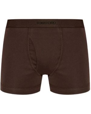 Tom Ford Branded-Waistband Boxers - Brown