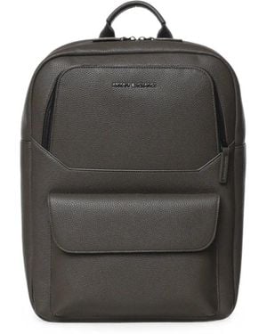 ARMANI EXCHANGE Pebbled-Texture Logo-Plaque Backpack - Black