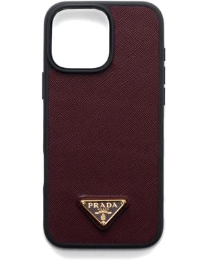 Prada Saffiano Leather Iphone 16 Pro Max Case - Purple