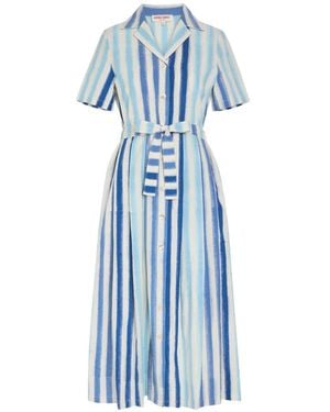 Emporio Sirenuse Ikat-Stripe Belted Maxi Dress - Blue