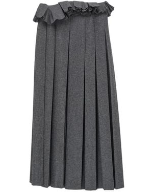 Carven Ruffled Pleated Midi Skirt - Grey