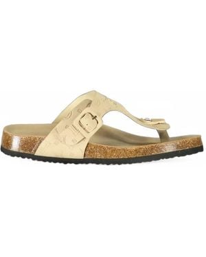 Laura Biagiotti Sandales À Motif Monogrammé Embossé Et Fermeture À Boucle - Metallic