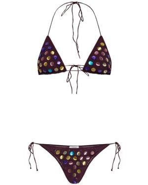 Oséree Appliqué-Detailed Triangle Bikini - White