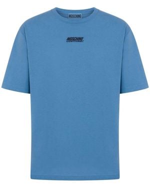 Moschino Logo Printed Crewneck T-Shirt - Blue