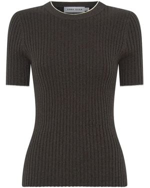 Anna Quan Geripptes Bebe Strickoberteil - Schwarz