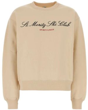 Sporty & Rich St. Moritz Ski Club Logo-Print Sweatshirt - Natural