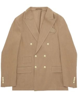 Fortela Travel Double-Breasted Blazer - Natural