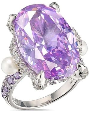 Anabela Chan 18Kt Vermeil Lilac Mermaid Gemstone And Pearl Ring - Purple