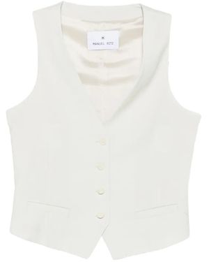 Manuel Ritz V-Neck Button-Up Waistcoat - White
