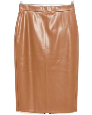Marina Rinaldi Falasco Faux-Leather Midi Pencil Skirt - Brown