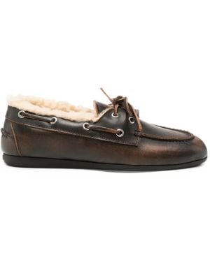 POSA Shearling Leather Loafers - Brown