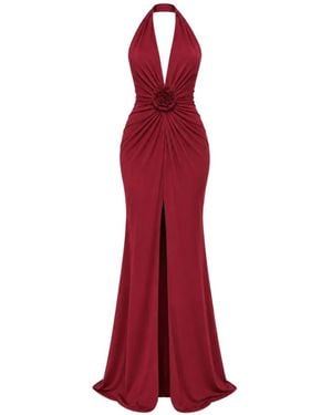 ROSERRY Mallorca Rosette-Detail Open-Back Gown - Red