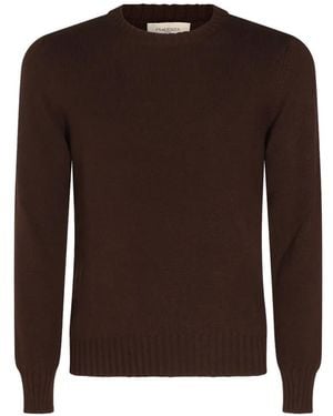 Piacenza Cashmere Crew-Neck Ribbed-Trim Sweater - Brown