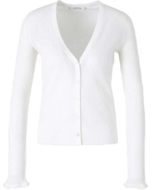 Dorothee Schumacher Ribbed-Knit V-Neck Cardigan - White