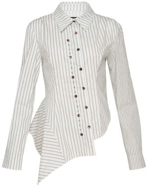 ANDERSSON BELL Asymmetric Studded Stripe Shirt - White