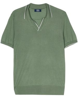 Fedeli Wave Fine-Knit Polo Shirt - Green