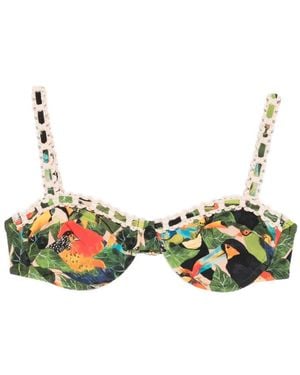 FARM Rio Bird-Print Underwire Bikini Top - Green