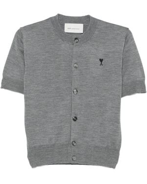 Ami Paris Kurzärmeliger Ami De Coeur Cardigan - Grau