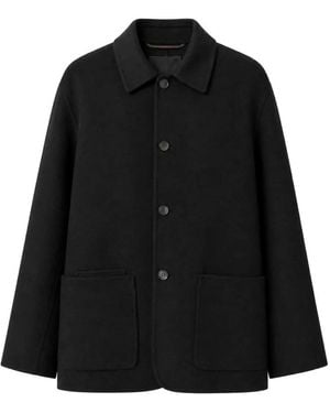 RETORI Leather-Trim Virgin Wool Coat - Black