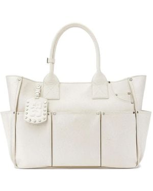 Ganni Posy Ostrich-Effect Shoulder Bag - White