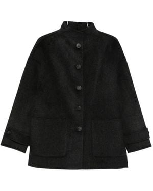The Dynamis Studio High-Neck Patch-Pocket Coat - Black