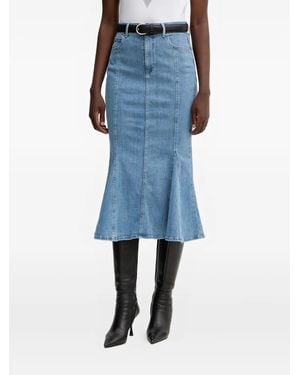 Guess Jupe Mi-Longue À Ourlet Évasé - Blue