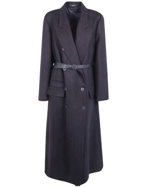 Ibrigu Belted Double-Breasted Coat - Blue