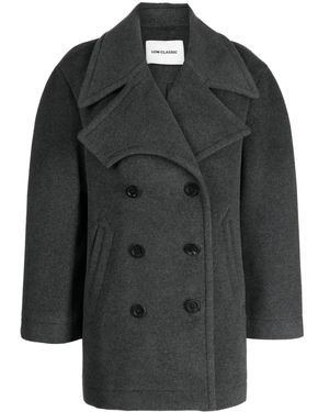 Low Classic Notched-Lapels Double-Breasted Coat - Black