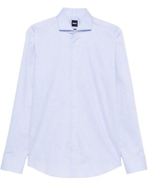 BOSS Micro-Pattern Long-Sleeve Shirt - White