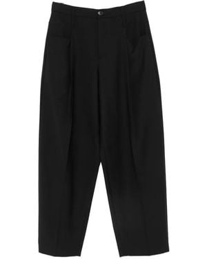 Tela Pleated-Detail Cropped Pants - Black