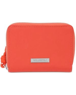 KARL LAGERFELD Logo-Plaque Zip-Around Wallet - Red