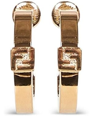 Fendi Ff-Logo Hoop Earrings - Metallic