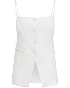 Toccin Roxy Square Neck Button Vest - White