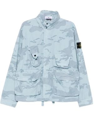 Stone Island Camouflage-Print Jacket - Blue