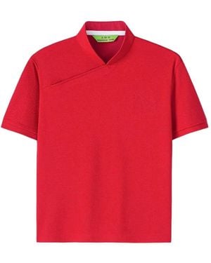 Shanghai Tang Horse-Embroidery Polo Top - Red