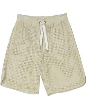 Brunello Cucinelli Bermudas De Piel Con Perforaciones - Blanco