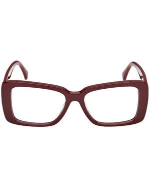 Max Mara Eyewear Rectangle-Frame Clip-On Glasses - Marrón