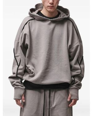 Thom Krom Piping-Detail Raw-Edge Hoodie - Gray
