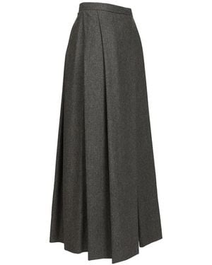 Emporio Armani Pleated Wool-Blend Skirt - Grey