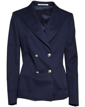 Tagliatore Double-Breasted Peaked-Lapel Jacket - Blue