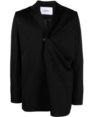 Bianca Saunders Gathered Single-Breasted Blazer - Black