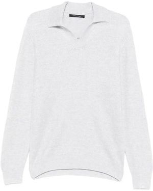 Tagliatore Poloshirt Met Lange Mouwen - Wit