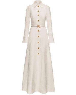 Oscar de la Renta Long-Sleeve Maxi Dress - Natural