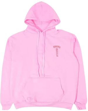 Chrome Hearts Script Logo Hoodie - ピンク